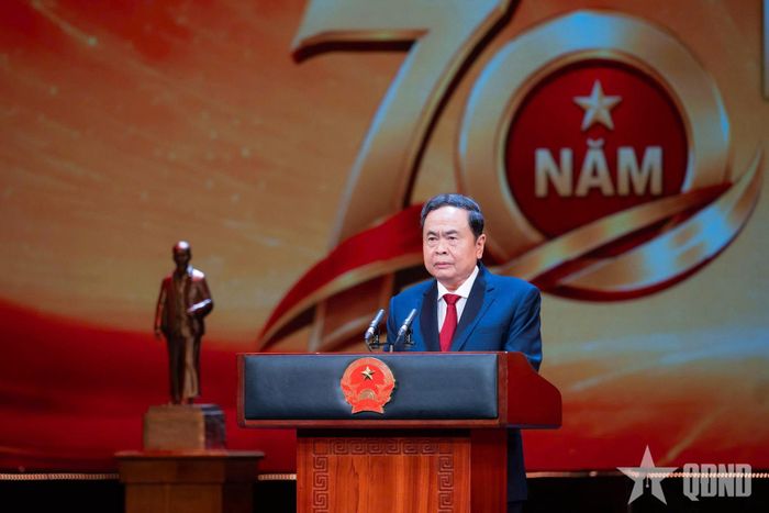 Chủ tịch Quốc hội Trần Thanh Mẫn phát biểu tại buổi lễ. 