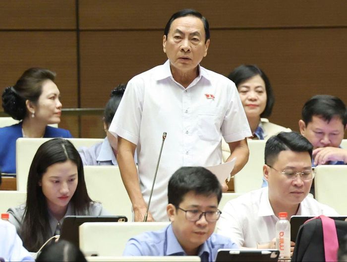 ĐB Phạm Văn Hòa (Đồng Tháp) phát biểu tại hội trường. Ảnh: QUANG PHÚC