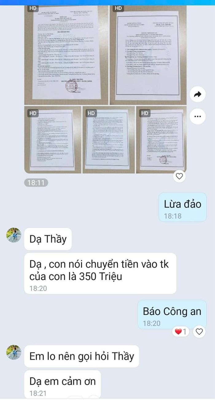 Thông tin được phụ huynh gửi nhờ Trường ĐH Khoa học Tự nhiên (ĐHQG TPHCM) xác minh - Ảnh: THANH HÙNG 
