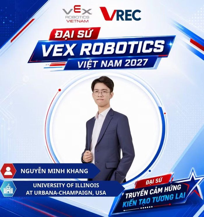 Bạn Nguyễn Minh Khang, sinh viên ngành Kỹ thuật Hàng không Vũ trụ - Đại học UIUC (Hoa Kỳ), cựu học sinh LSTS, đại sứ của VEX Robotics Việt Nam 2027 tham gia trợ giảng cho chương trình.