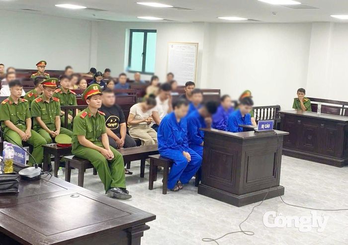 Các bị cáo tại phiên xử.