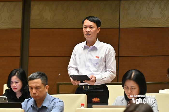 Đại biểu Lương Đình Hưng - Phó Tư lệnh pháp luật Cảnh sát biển Việt Nam phát biểu. Ảnh: Viết Chung