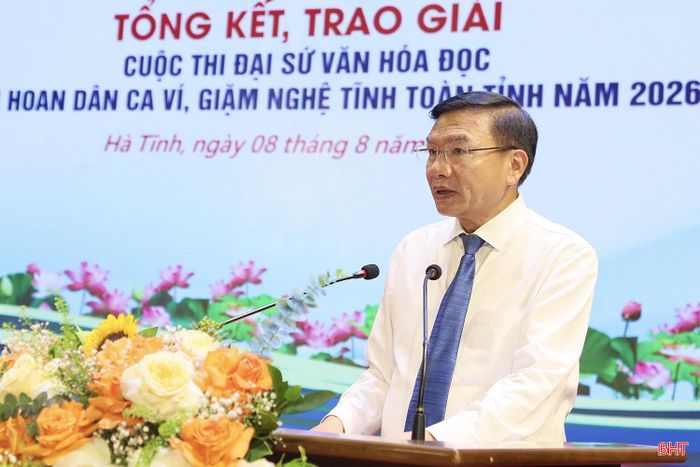 Ông Trần Xuân Lương - Phó Giám đốc Sở VH-TT&DL, Trưởng ban Tổ chức Liên hoan Dân ca Ví, Giặm Nghệ Tĩnh năm 2026 phát biểu.