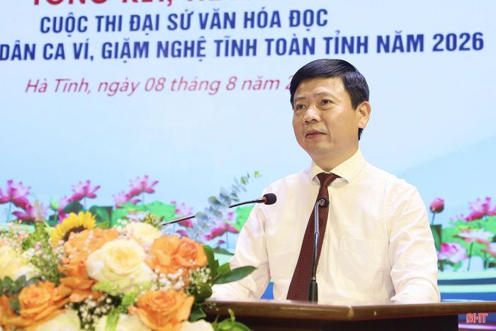 Ông Nguyễn Công Thành - Phó Giám đốc Sở VH-TT&DL, Trưởng ban Tổ chức Cuộc thi "Đại sứ Văn hóa đọc" phát biểu.