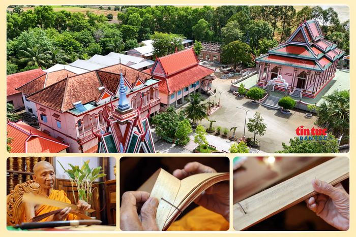 Hòa thượng Chau Ty nay đã 84 tuổi, trụ trì chùa Soài So, người duy nhất trong tỉnh An Giang còn lưu giữ trọn vẹn kỹ thuật viết chữ trên lá buông, cẩn thận mở từng bộ kinh cổ đã ngả màu theo thời gian.