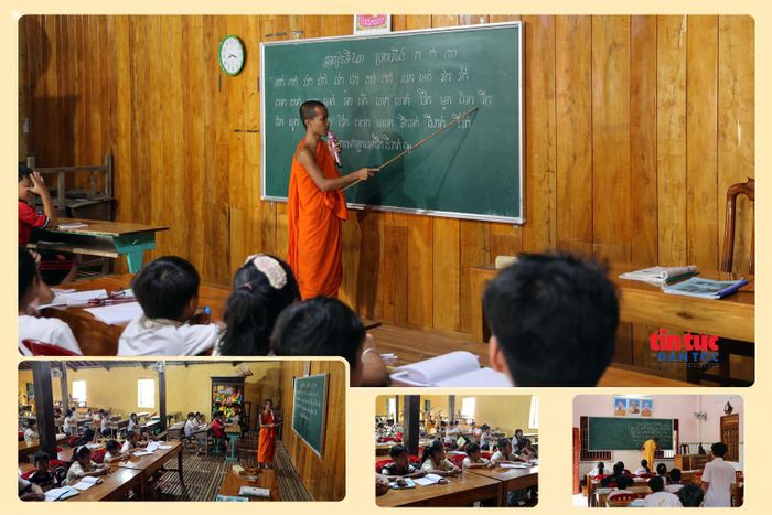 Lớp học tiếng Khmer dành cho học sinh đồng bào Khmer tại xã Tri Tôn góp phần gìn giữ tiếng nói, chữ viết và bản sắc văn hóa dân tộc.