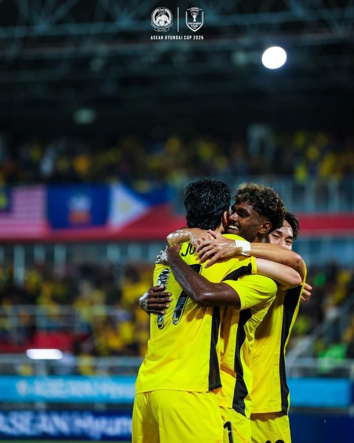 Malaysia giành chiến thắng 1-0 trước Philippines để kết thúc vòng bảng AFF Cup 2026 với 9 điểm, qua đó đứng nhì bảng B và giành quyền vào bán kết gặp tuyển Việt Nam. Ảnh: FAM