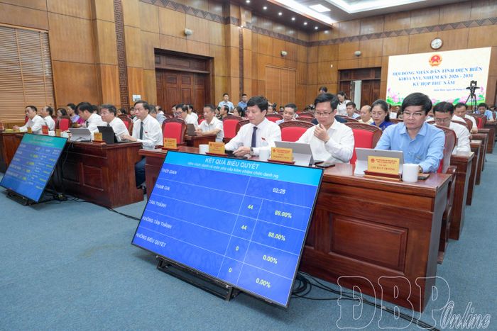 Với sự thống nhất cao, các đại biểu HĐND tỉnh đã biểu quyết thông qua 7 Nghị quyết do UBND tỉnh trình tại Kỳ họp.