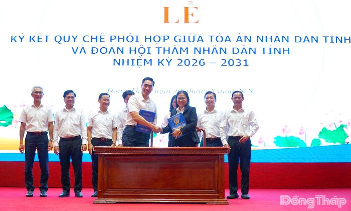 Ký kết Quy chế phối hợp công tác giữa Tòa án nhân dân tỉnh và Đoàn Hội thẩm nhân dân tỉnh nhiệm kỳ 2026 - 2031.