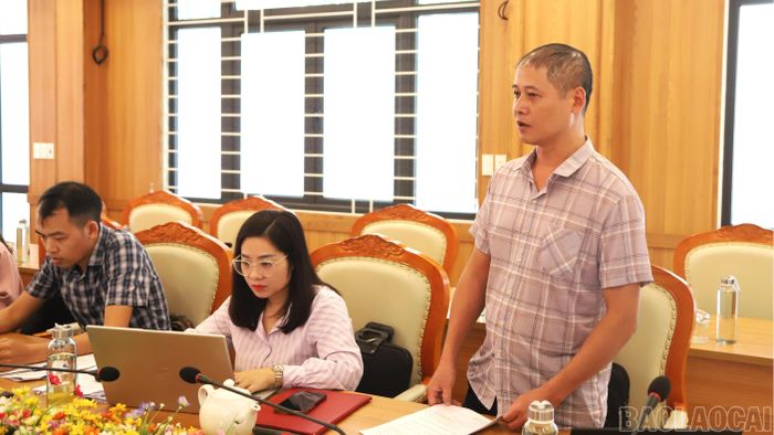 Đại diện đoàn kiểm tra phát biểu tại buổi làm việc.