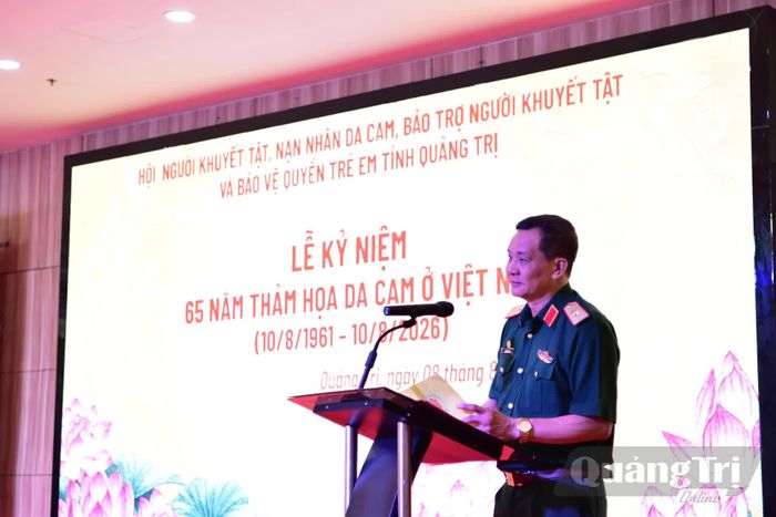 Đồng chí Đỗ Hồng Lâm, Phó Chủ tịch Thường trực Trung ương Hội Nạn nhân chất độc da cam/dioxin Việt Nam phát biểu tại lễ kỷ niệm - Ảnh: H.L