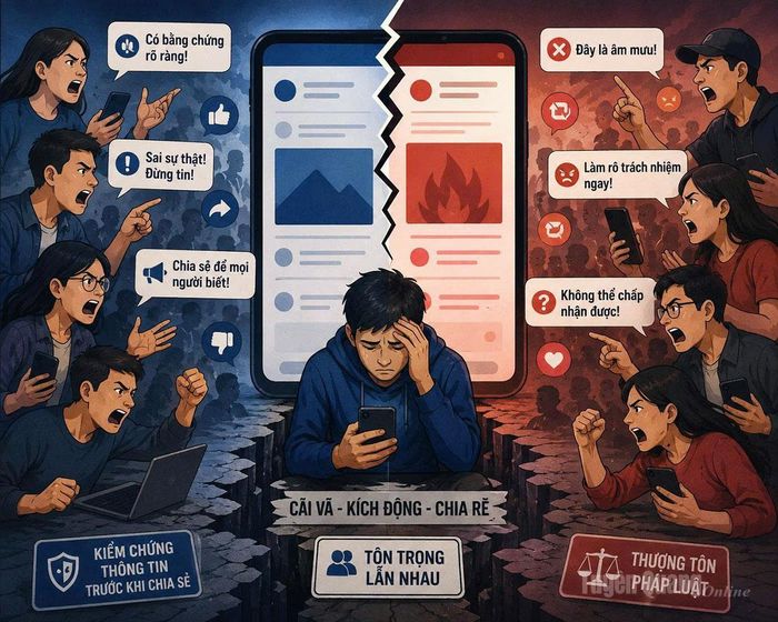 Cần tỉnh táo khi dùng mạng xã hội để không bị cuốn theo các thông tin giả, gây kích động, chia rẽ.