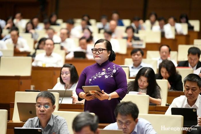 Đại biểu Nguyễn Thị Sửu tham gia thảo luận. Ảnh: Đoàn ĐBQH thành phố cung cấp 