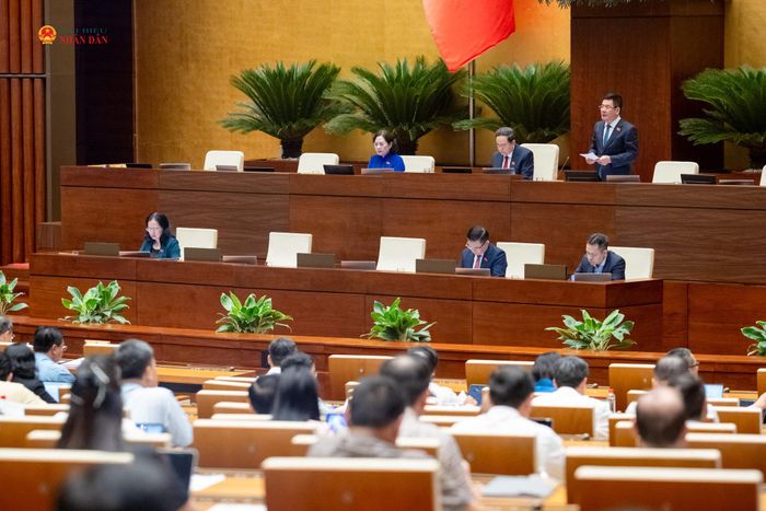 Chủ tịch Quốc hội Trần Thanh Mẫn chủ trì phiên họp, Phó Chủ tịch Quốc hội Nguyễn Hồng Diên điều hành phiên họp. Ảnh: Phạm Thắng