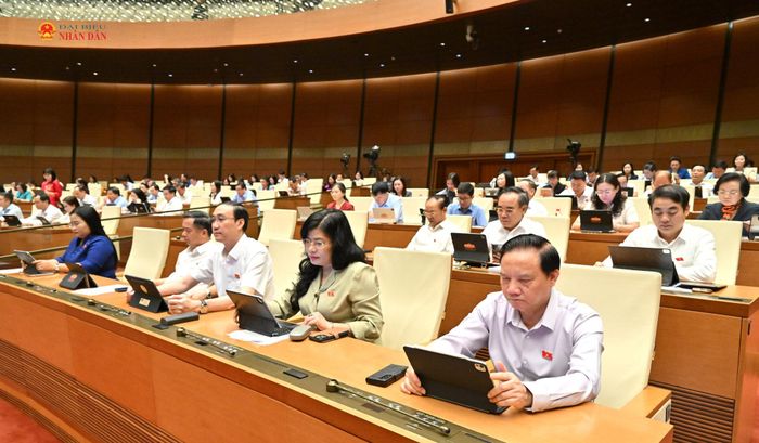 Phó Chủ tịch Quốc hội Nguyễn Khắc Định và các đại biểu dự phiên họp