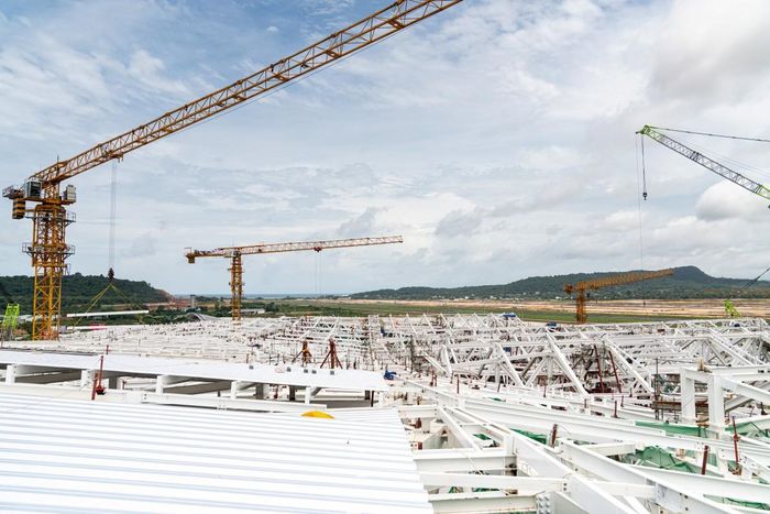 Công trường thi công nhà ga T2. Ảnh: Sun Group.