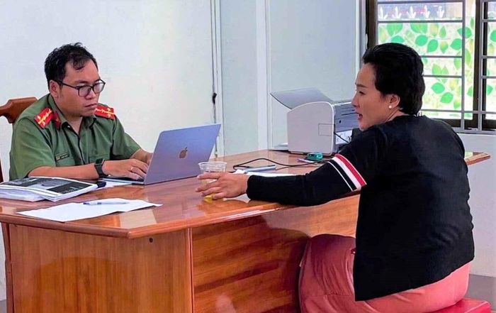Nguyễn Thị Bích Phượng tại Cơ quan Công an. (Ảnh: Công an tỉnh Gia Lai)