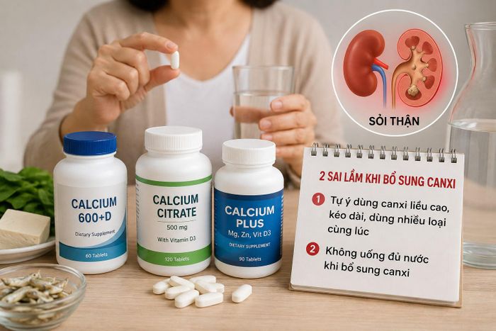 Bác sĩ cảnh báo tự bổ sung canxi sai cách vừa không hiệu quả lại có thể bị thêm sỏi thận (Ảnh minh họa)