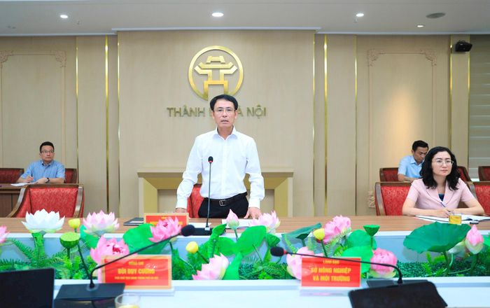 Phó Bí thư Thường trực Thành ủy Hà Nội Nguyễn Trọng Đông phát biểu kết luận tại hội nghị. Ảnh: Quang Thái
