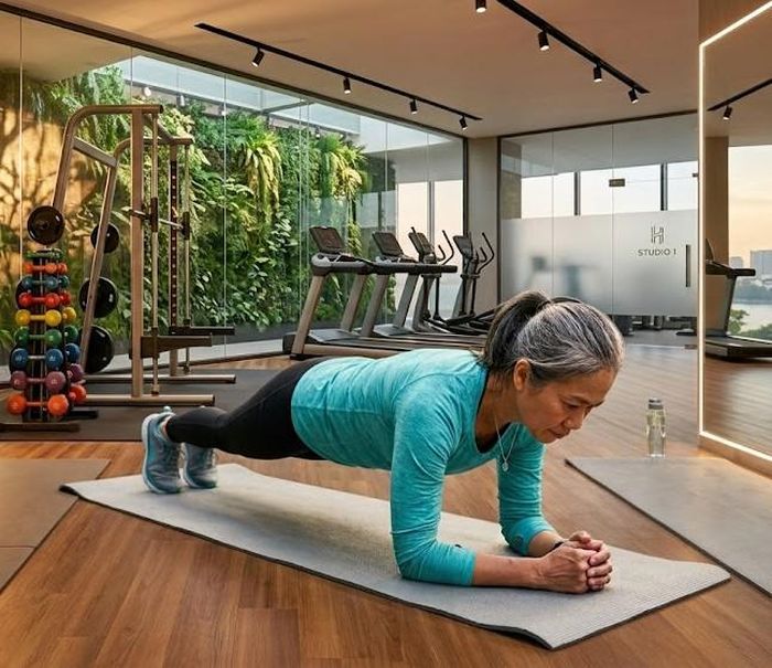 Plank giúp tăng sức mạnh nhóm cơ lõi gồm cơ bụng, cơ lưng và cơ vùng chậu. Ảnh: AI.