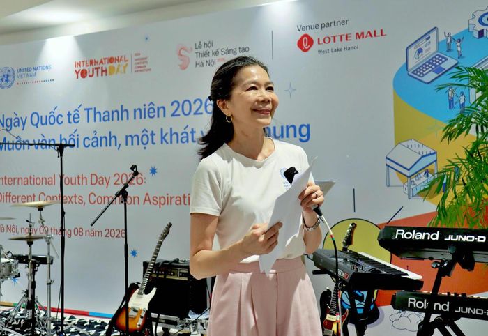 Bà Pauline Tamesis, Điều phối viên Thường trú Liên hợp quốc tại Việt Nam, nhấn mạnh Ngày Quốc tế Thanh niên là dịp để tôn vinh sự sáng tạo, khả năng thích ứng và tinh thần lãnh đạo của người trẻ. Ảnh: BTC.