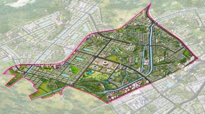  Phạm vi quy hoạch Khu đô thị thể thao Quốc tế Hà Nội. Ảnh: T.L.