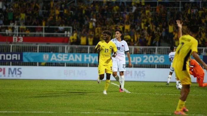 Cầu thủ Malaysia ăn mừng trong chiến thắng 1-0 trước Philippines tối 8/8, kết quả giúp họ giành ngôi nhì bảng B và gặp tuyển Việt Nam ở bán kết. Ảnh: ASEAN United FC.