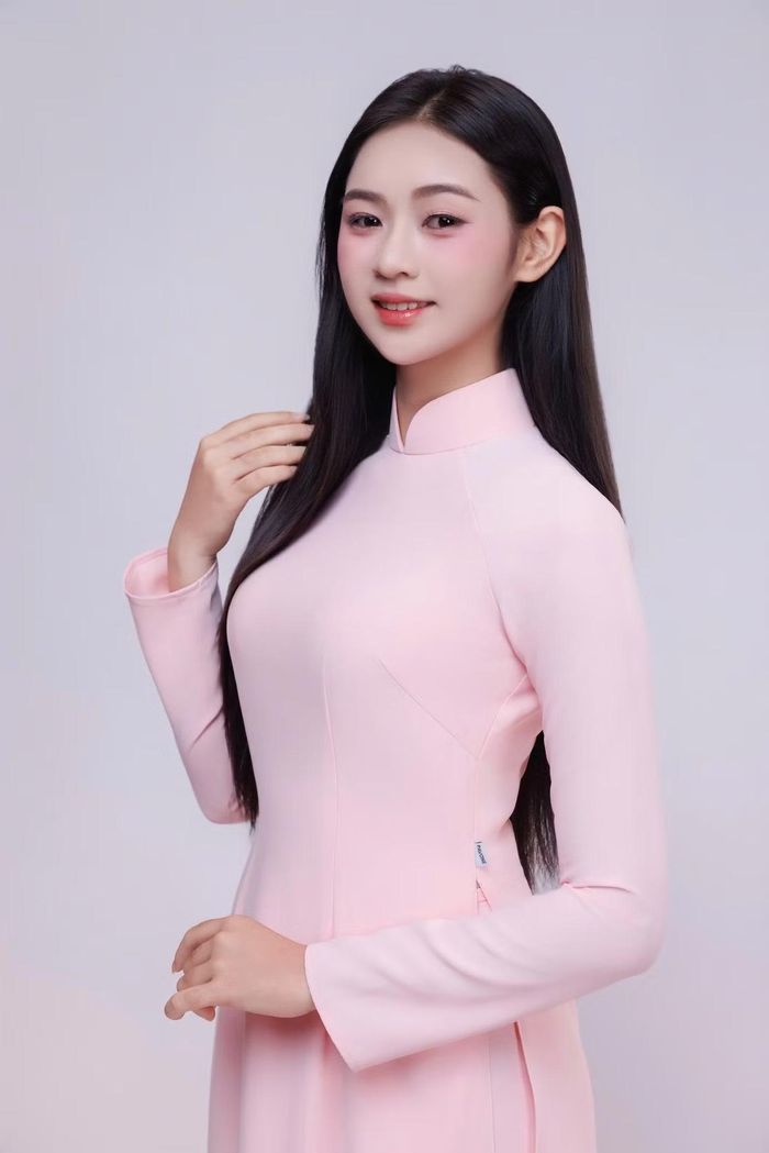 Nhan sắc thí sinh Ngô Hà Anh trong trang phục áo dài.