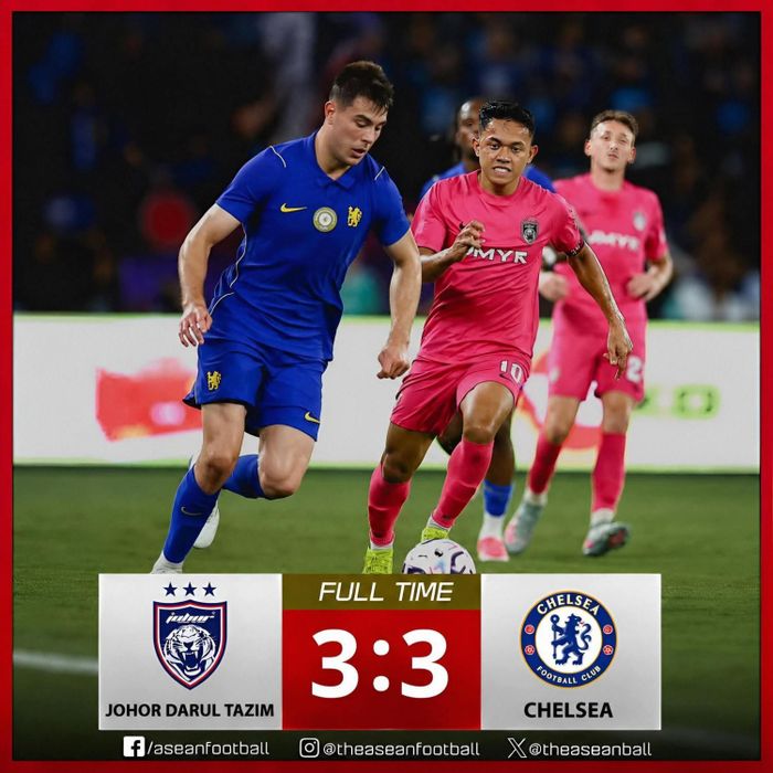 Johor Darul Ta’zim (áo hồng) cầm hòa Chelsea - Ảnh: ASEAn Football