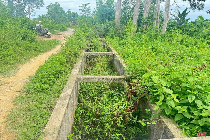 Đoạn kênh chạy qua thôn Hợp Thành, xã Gia Hanh (đoạn cuối tuyến) đã lâu ngày không có nước...