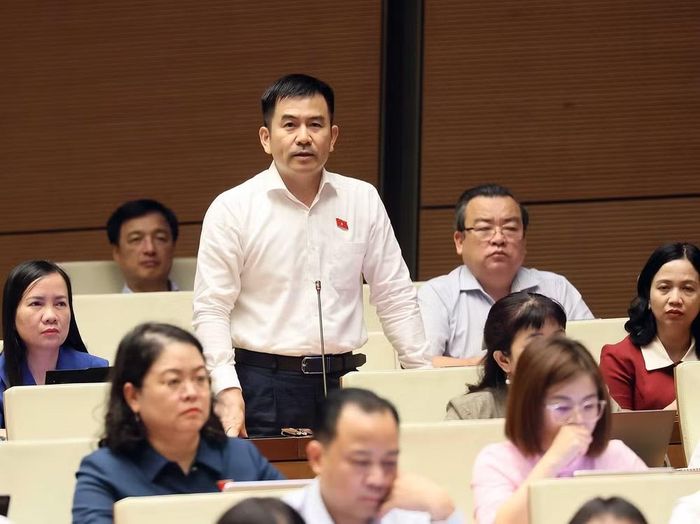Đại biểu Quốc hội thành phố Đồng Nai Nguyễn Trung Kiên phát biểu. (Ảnh: An Đăng/TTXVN)