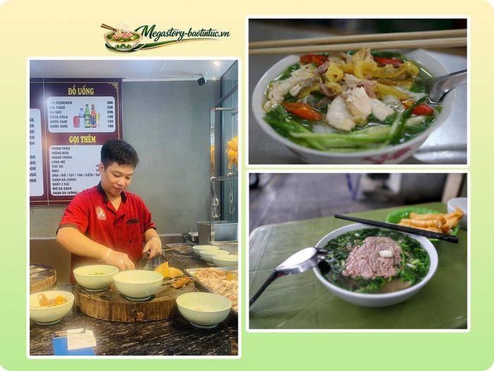 Những bát phở gà, phở bò gia truyền được chế biến, trình bày hấp dẫn.