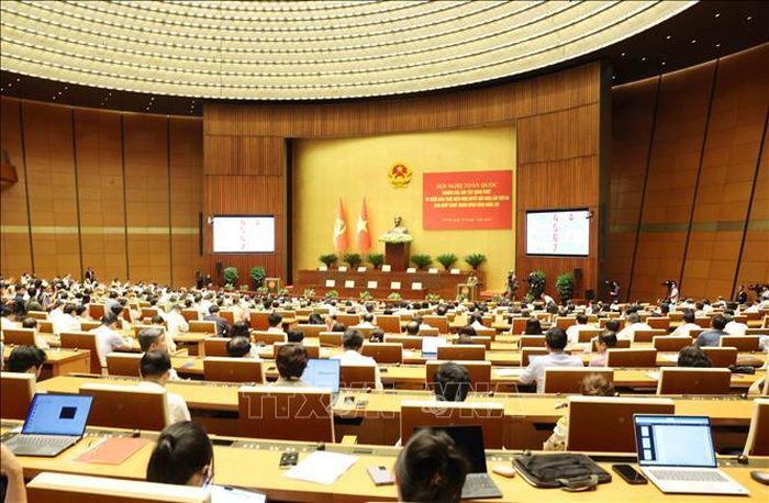 Hội nghị toàn quốc nghiên cứu, học tập, quán triệt và triển khai thực hiện Nghị quyết Hội nghị lần thứ ba Ban Chấp hành Trung ương Đảng khóa XIV. Ảnh: Phương Hoa/TTXVN