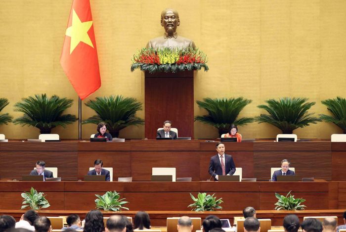 Thống đốc Ngân hàng Nhà nước Việt Nam Phạm Đức Ấn phát biểu giải trình, làm rõ một số vấn đề đại biểu Quốc hội nêu. Ảnh: An Đăng/TTXVN