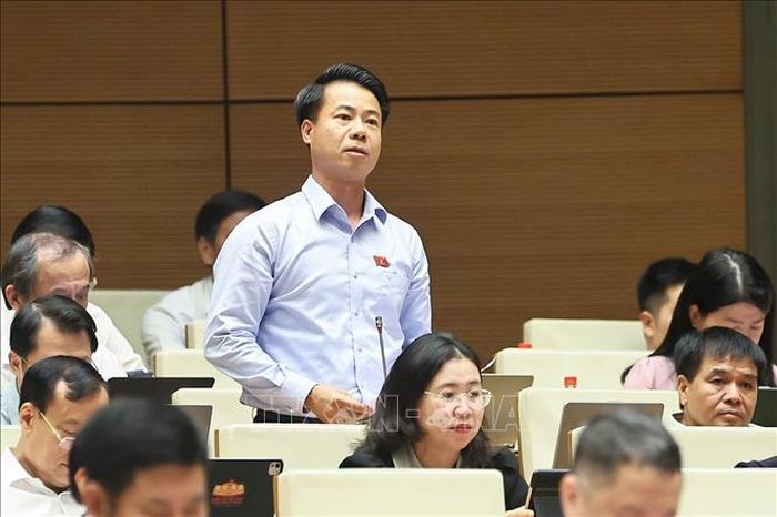 Đại biểu Quốc hội tỉnh Lai Châu Hoàng Quốc Khánh phát biểu. Ảnh: Doãn Tấn/TTXVN