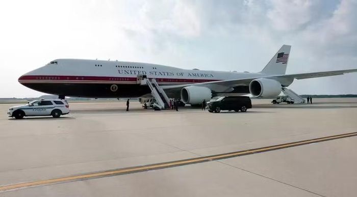 Chiếc Air Force One mới do Qatar tặng ông Trump được ông sử dụng bay sang Ankara hôm 7/7. Ảnh: Getty.
