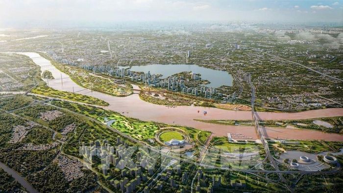 Dự án đầu tư xây dựng Trục Đại lộ Cảnh quan sông. Ảnh: Phan Phương - TTXVN