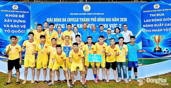 Đội bóng Công ty TNHH giày Việt Vinh Đồng Nai lọt vào vòng chung kết Giải bóng đá công nhân, viên chức, lao động Đồng Nai năm 2026. Ảnh: ĐVCC