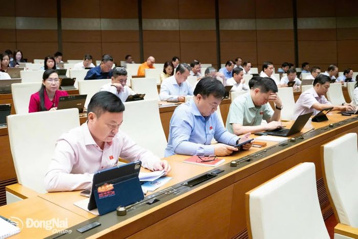 Các đại biểu Đoàn Đại biểu Quốc hội thành phố Đồng Nai tại phiên thảo luận. Ảnh: CTV