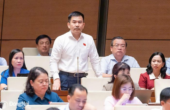 Đại biểu Nguyễn Trung Kiên, Đoàn Đại biểu Quốc hội thành phố Đồng Nai phát biểu thảo luận. Ảnh: CTV