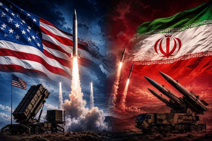 Minh họa cuộc đối đầu tên lửa Mỹ - Iran, trong bối cảnh Washington đối mặt sức ép bổ sung kho Patriot, THAAD và Tomahawk. Ảnh: BĐ