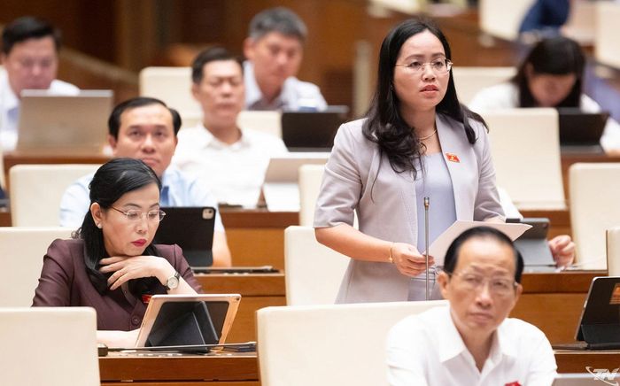 Đại biểu Hồ Thị Kim Ngân (Đoàn ĐBQH tỉnh Thái Nguyên) góp ý đối với dự thảo Luật Phổ biến, giáo dục pháp luật (sửa đổi).