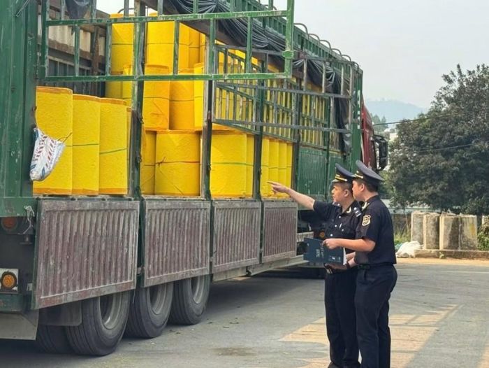 Cán bộ Hải quan cửa khẩu Hoành Mô thông quan hàng hóa cho doanh nghiệp. Ảnh: HQHM