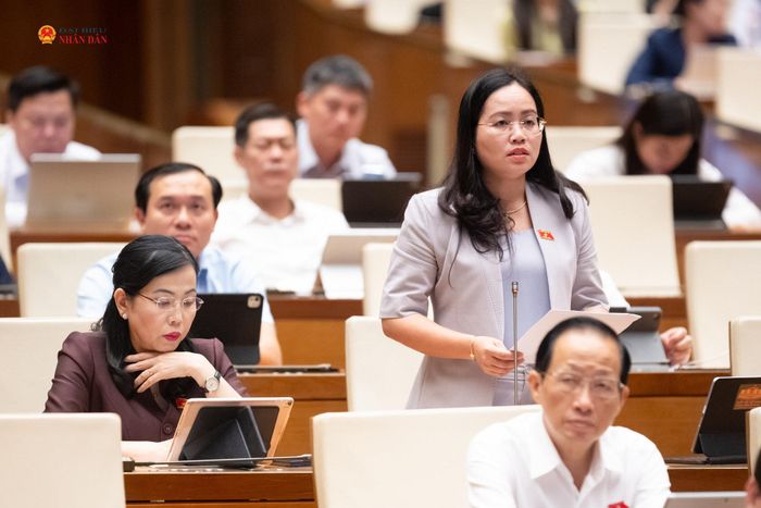ĐBQH Hồ Thị Kim Ngân (Thái Nguyên) phát biểu