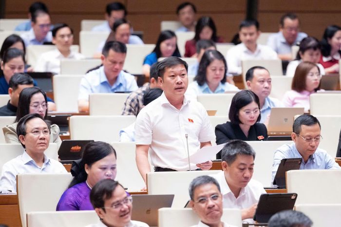  Đại biểu Quốc hội Nguyễn Khánh Vũ (Đoàn Quảng Trị) phát biểu tại phiên họp. 