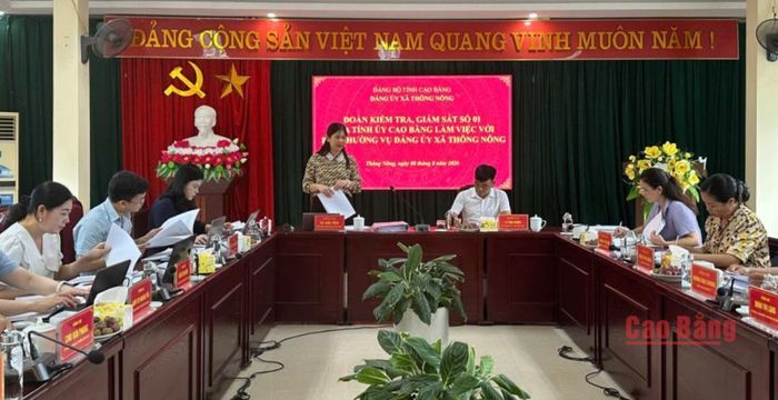 Trưởng Ban Tổ chức Tỉnh ủy Lê Hải Yến phát biểu kết luận cuộc họp.