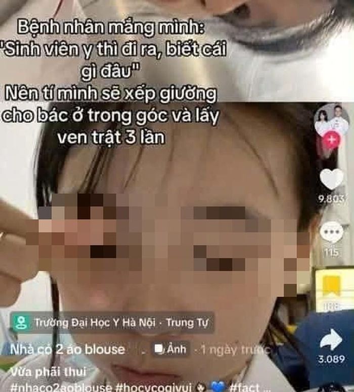 Bài đăng của nữ sinh trường Đại học Y Hà Nội trên mạng xã hội.