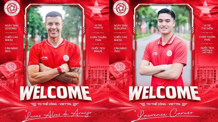 Thể Công - Viettel tăng cường hàng phòng ngự với trung vệ Lucas Alves de Araujo và thủ môn Lawrence Caruso
