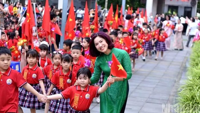 Học sinh Trường tiểu học Kim Đồng, phường Giảng Võ, Hà Nội. (Ảnh nhandan.vn)