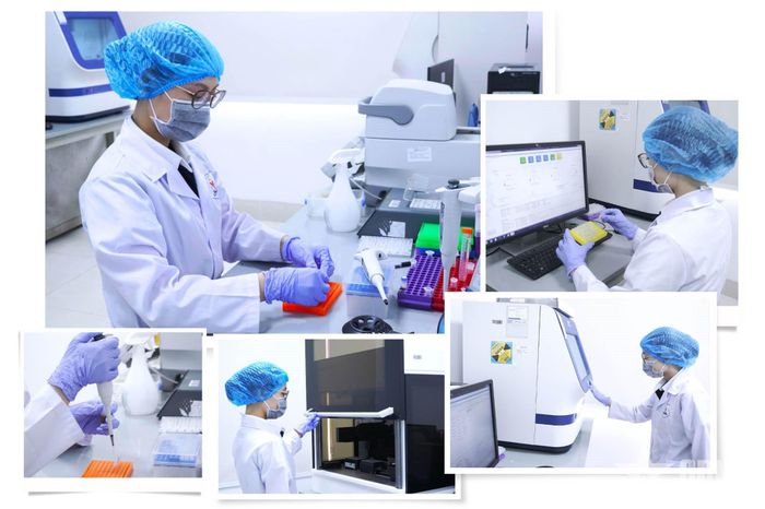 Cán bộ, kỹ thuật viên Khoa Xét nghiệm Sinh học, Viện Pháp y Quốc gia thực hiện quy trình giám định ADN hài cốt liệt sĩ. Ảnh minh họa: qdnd.vn